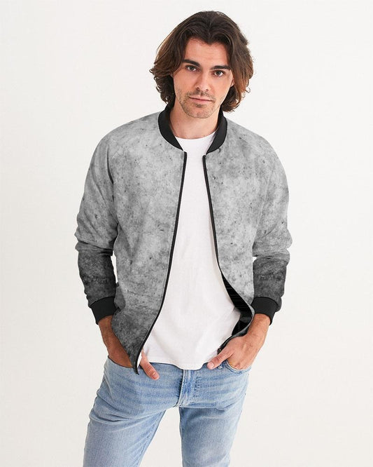 Uniquely You Mens Bomber Jacket, Grey and Black Tie Dye Pattern